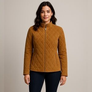Ann Taylor Tan Suede Leather Quilted Jacket